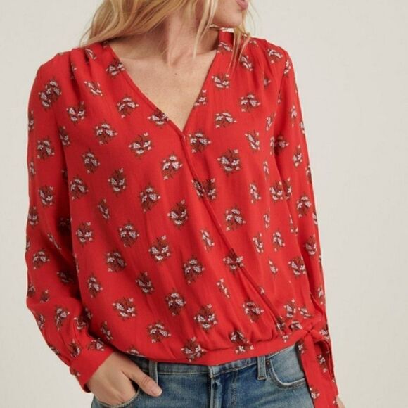 Lucky Brand Sawyer Wrap Boho Top Size L - Picture 1 of 9